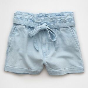 NWT American Eagle Super High Rise Paper Bag Light Wash Denim Mom Short - Size 2